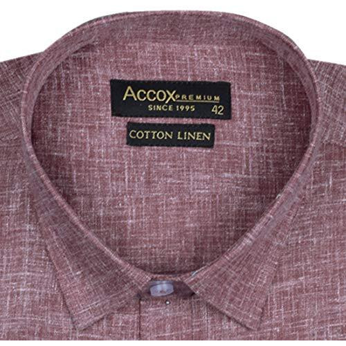 Accox Men's Half Sleeves Formal Regular Fit Cotton Linen Shirt(Gc312_46) Maroon