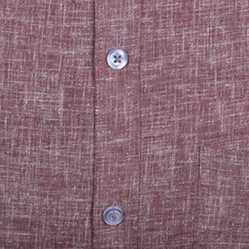 Accox Men's Half Sleeves Formal Regular Fit Cotton Linen Shirt(Gc312_46) Maroon