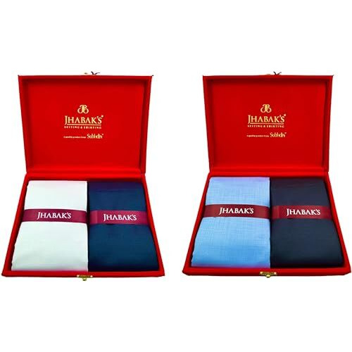 Jhabak's Unstitched Premium Cotton Blend Solid Shirt & Trouser Fabric - 2.25 M Shirt Cloth - 1.30 M Pant Piece (Pack Of 2) B