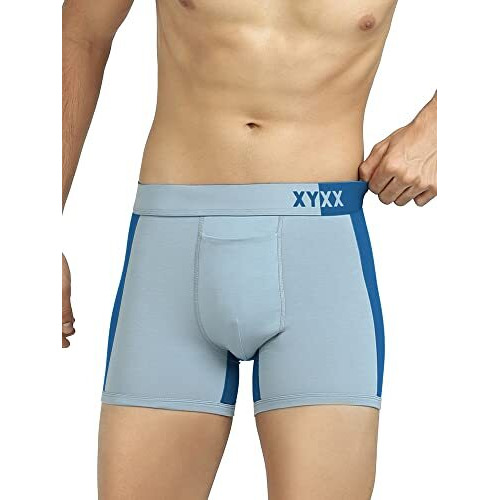 Xyxx Men Micro Modal Trunk, Relaxed Fit, Colorblock, Pack Of 3, Xytrnk3Pckn811L, Grape Wine & Black + Quarry & Seaport + Black Iris & Black, L