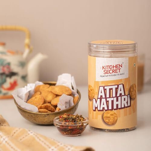 Kitchen Secret Atta Mathri 320G, Crunchy Whole Wheat Snack - Traditional Indian Namkeen - Homemade Taste - Crispy Tea Time Treat - No Preservatives - Healthy & Tasty Ready-To-Eat Snack