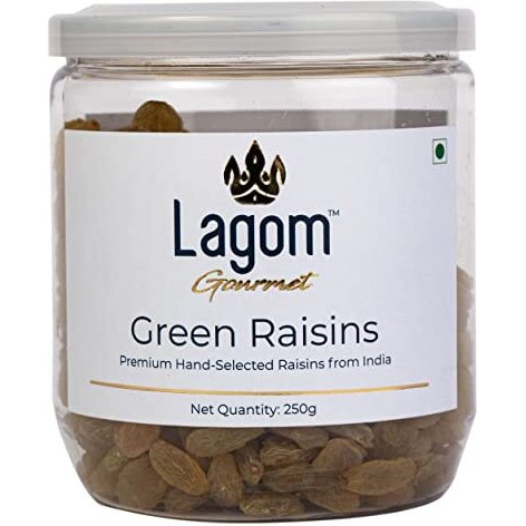 Lagom Gourmet Seedless Green Raisins 250G | All Natural | No Preservatives | No Added Sugar | Gluten Free | Vegan | Plant Based | Non Gmo | Raisins Dry Fruit | Kismis | Kishmish