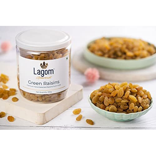 Lagom Gourmet Seedless Green Raisins 250G | All Natural | No Preservatives | No Added Sugar | Gluten Free | Vegan | Plant Based | Non Gmo | Raisins Dry Fruit | Kismis | Kishmish