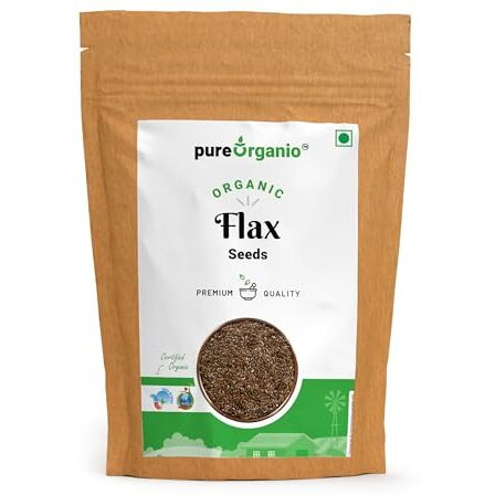 Pure Organio Organic Flax Seeds - Nutritious Alsi Seed For Hair Growth, Ideal For A Healthy Diet, Seeds For Eating, Omega-3 Rich Superfood, Npop Organic Certified (Flax Seeds, 350 Gm)