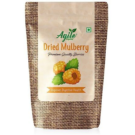 Agile Organic Naturally Dried Mulberries 100G | Naturally Sweet Dried Mulberry | 100 Grams Trial Pack