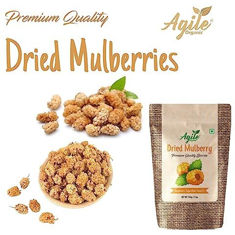 Agile Organic Naturally Dried Mulberries 100G | Naturally Sweet Dried Mulberry | 100 Grams Trial Pack
