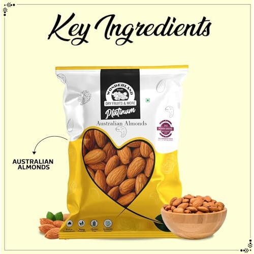 Wonderland Foods (Device) 1 Kg Australian Almonds Kernel | Premium Badam Giri | 100% Natural & Quality Badam Giri | Dry Fruits Real Nuts