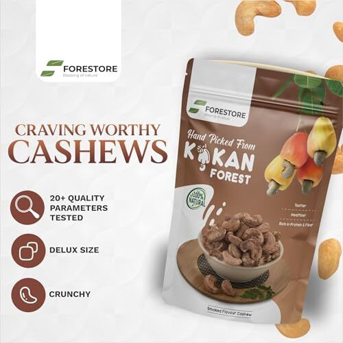Smoked Unpeeled Roasted Cashew Nuts From Pristine Konkan - Rich And Creamy Texture With Natural Skin - Kokan Cashew High In Antioxidants - Large Size Dry Fruits - Earthy Flavor Dry Fruit - Premium Cashew Nut (200 Gm, Unpeeled Roasted Cashew)
