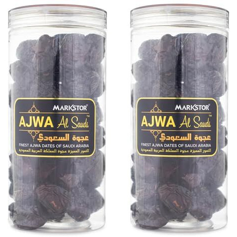 Markstor Fresh Seedless Ajwa Al-Saudi - Finest Ajwa Dates - 1Kg Pack | Khajur Of Madina, Saudi Arabia - 1 Kg [500G X 2]