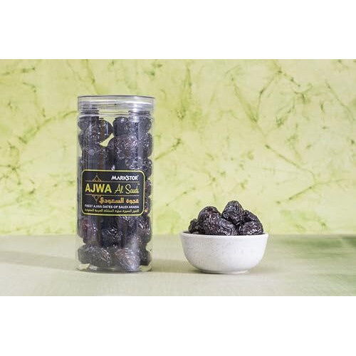 Markstor Fresh Seedless Ajwa Al-Saudi - Finest Ajwa Dates - 1Kg Pack | Khajur Of Madina, Saudi Arabia - 1 Kg [500G X 2]