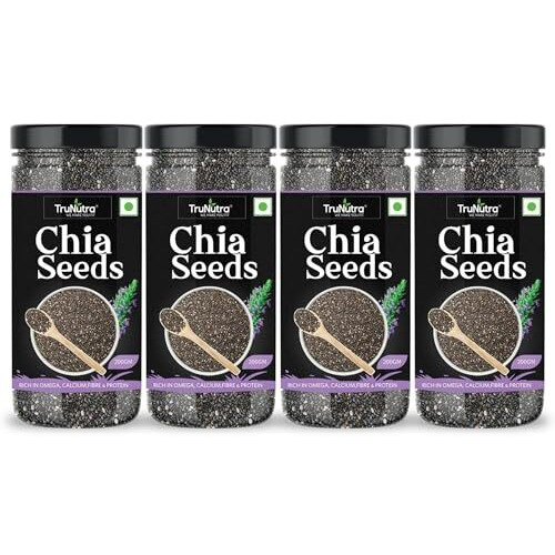 Trunutra -Chia Seeds- 800Gm | Natural Chia Seeds For Weight Manage | Zinc & Omega-3 Rich Raw Diet Seed | Chia Seeds For Eating | Non-Gmo Seeds 200G Pack Of 4
