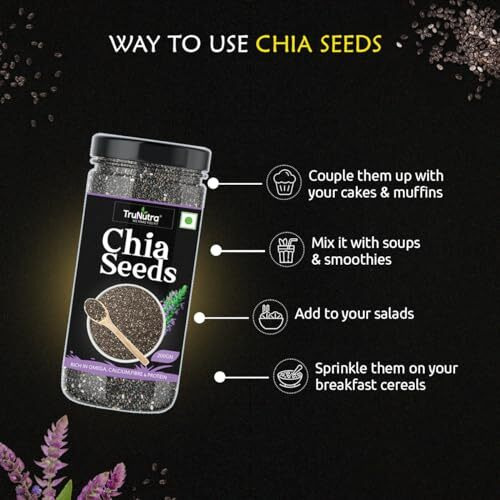 Trunutra -Chia Seeds- 800Gm | Natural Chia Seeds For Weight Manage | Zinc & Omega-3 Rich Raw Diet Seed | Chia Seeds For Eating | Non-Gmo Seeds 200G Pack Of 4
