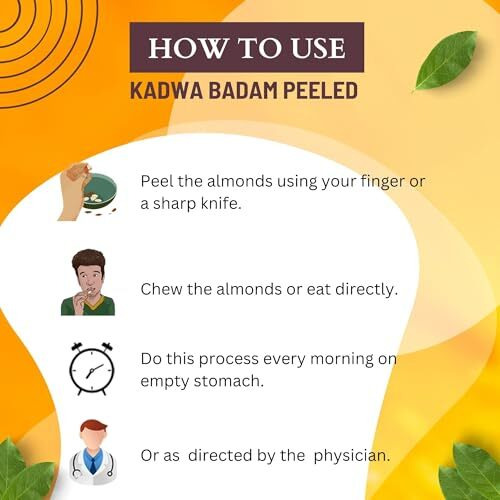 Brijbooti Kadwa Badam Peeled - Sugar Badam Giri - Sky Fruit - Diabetes Bitter Almonds (50 Gr)