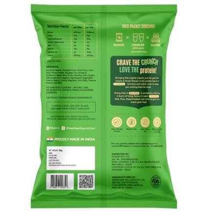 Fitfeast Cream And Onion Protein Chips | 16G Plant Protein Per Pack | Pack Of 6 | As Seen On Shark Tank