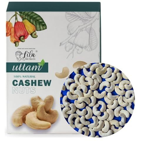 Lila Dry Fruits Uttam Cashews 250 Grams | Natural And Unsalted Whole Cashew | Premium Kaju Ideal For Dieting, Snacking, Cooking, And Baking | Perfect For Gifting