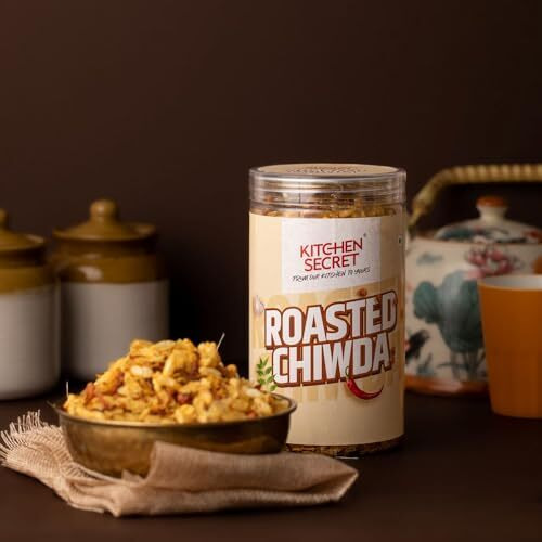 Kitchen Secret Roasted Chiwda 200G, Premium Tea Time Snack - Low Fat, Healthy Diet Mixture - Crispy & Crunchy Homestyle Namkeen - Nutritious Traditional Indian Snack - No Preservatives