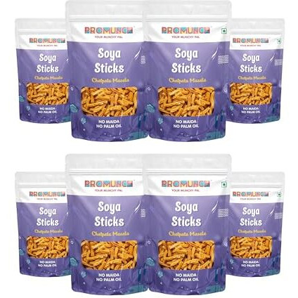 Promunch Soya Sticks | Crispy Snacks | Namkeen Savoury Chips | No Palm Oil And Maida | Chatpata Masala - 30G Pack Of 8
