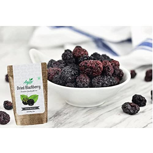 Agile Organic Dried Blackberry 100Gm | Dried Blackberries Dry Fruits | Dehydrated, Gluten Free & Vegan