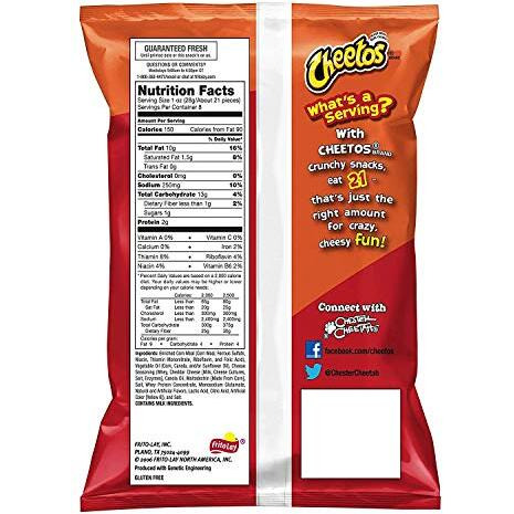Doritos Frito-Lay Cheetos Crunchy Pouch (Imported), Each 226.8Gram (Pack Of 2) - Cheese, 453.6 Gram