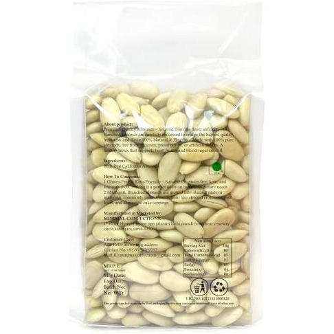 Minimal Blanched California Almond, 800G [ Dry Fruits Without Skin Whole Almond Badam ]