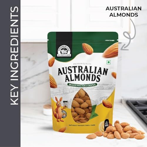 Wonderland Foods (Device) 1 Kg (500 Gram X 2) Australian Almonds Kernel Pouch|Premium Badam Giri|100% Natural And Quality Badam Giri|Dry Fruits Real Nuts