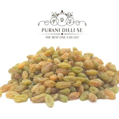 Purani Dilli Se The Best One Can Get Dried Kishmish Moti/Gol Pure Kandhari Organic Green Raisins Aaa Grade (400Gm)