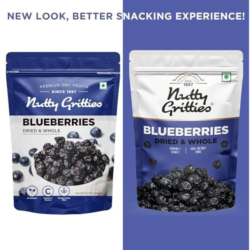 Nutty Gritties Dried Blueberries 150G | Blueberry, Healthy Snack For Kids And Adults | Resealable Pouch