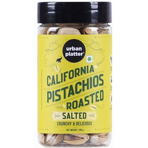 Urban Platter Roasted Salted California Pistachios, 100G [Lightly Salted | Premium California Pistachios In Shell | Rich In Fibre | Rich In Protein | Add To Fruit Salads, Oatmeals, Trail Mixes, Desserts, Baked Goods]