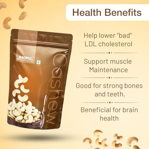 Mona Dry Fruits Natural Cashew 500Gm Rich In Protein Perfect For Healthy Snacking Crunchy Nuts Whole Kaju