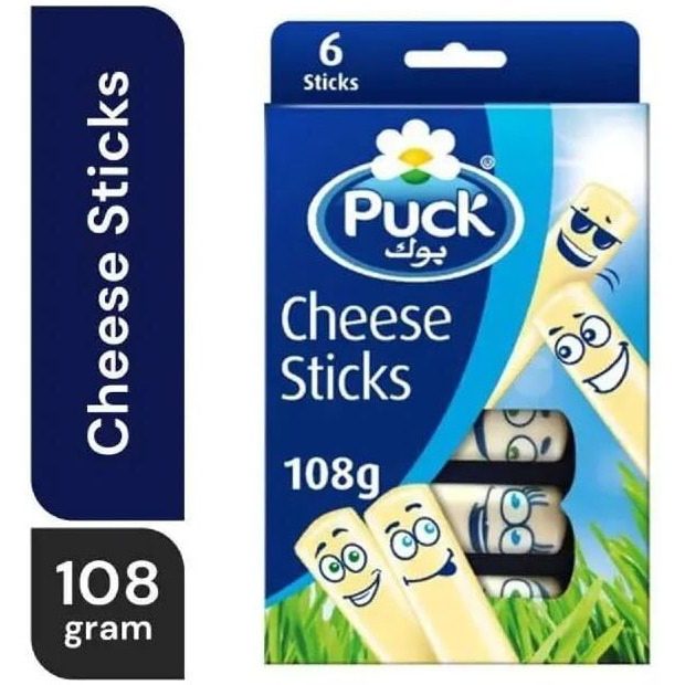 Puck Kids Cheese Sticks Are A Type Of Cheese Snack Package Containing 6 Individual Cheese Sticks 108G