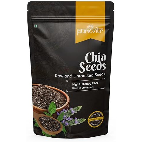 Purevitr Chia Seeds | 400G | Raw Chia Seeds For Eating | Protein Rich Superfood | Immunity Booster, High In Calcium, Fiber & Antioxidants | Healthy Snacks | No Preservatives (Pack Of 1)