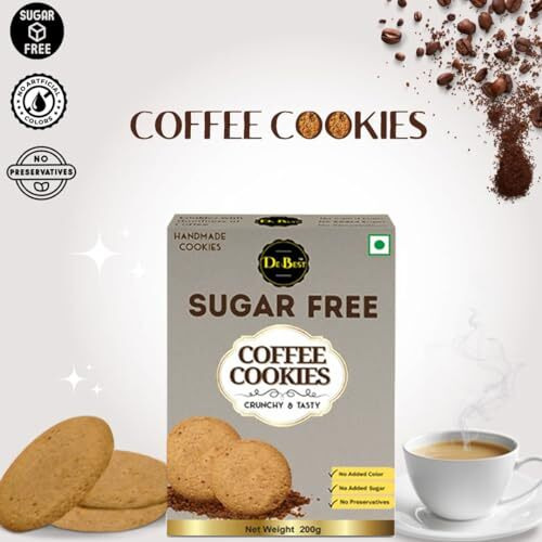 De Best Sugar Free Coffee Cookies | Sugar Free | No Added Color | Premium Handmade Cookies | Eggless Cookies | Tasty & Crunchy | 200G