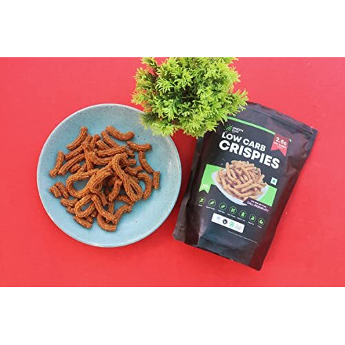 Green Sun Low Carb Crispies | Pack Of 1 | Healthy | Chakli | Murruku | Spirals | Keto Friendly | Tasty Savoury Snack | Namkeen | Low Calorie