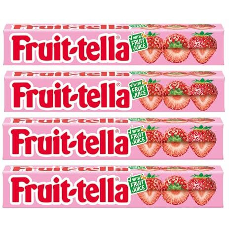 Fruit-Tella Strawberry Flavour Chewy Toffee Stick (Pack Of 4 X 32.4G)