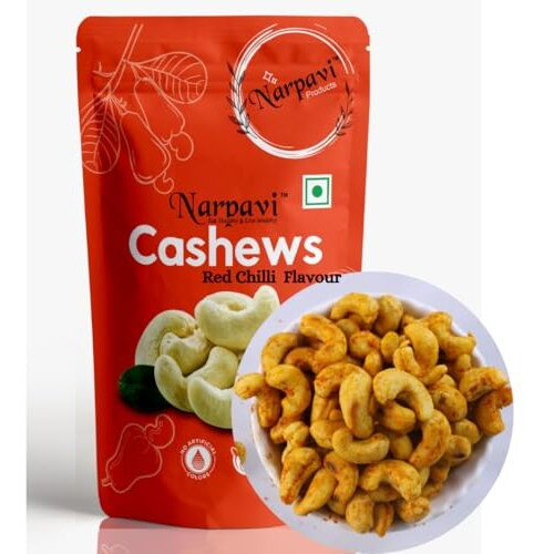 1 Kg - 1200 Rs Narpavi Presents Premium Ghee Roasted Red Cilli & Black Pepper Flavored Cahsews, Whole Cashews, Expertly Selected For Crisp Crunch And Rich Protein Content, Offering Gluten-Free |Flavored | Package-500 Gram Pepper Flavor & 500 Gram Chilli Flavours Pack Of 2 Serving