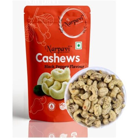 1 Kg - 1200 Rs Narpavi Presents Premium Ghee Roasted Red Cilli & Black Pepper Flavored Cahsews, Whole Cashews, Expertly Selected For Crisp Crunch And Rich Protein Content, Offering Gluten-Free |Flavored | Package-500 Gram Pepper Flavor & 500 Gram Chilli Flavours Pack Of 2 Serving