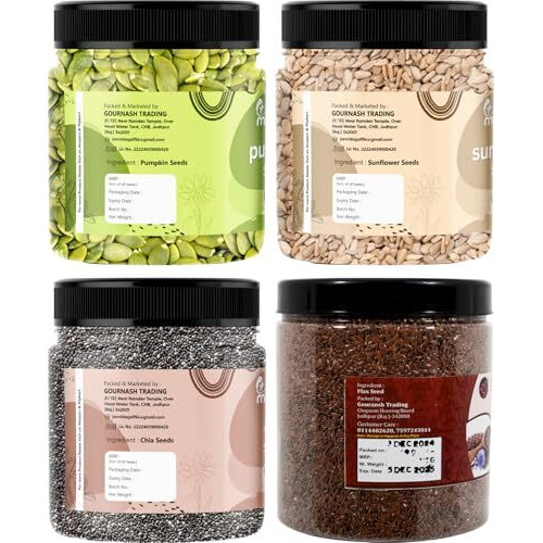 Mumma's Home Gramity 4 X 1Kg Each (Total 4Kg) 100% Natural Pumpkin, Sunflower, Chia, Flax Seeds With High Dietary Fiber Seeds Rich In Magnesium