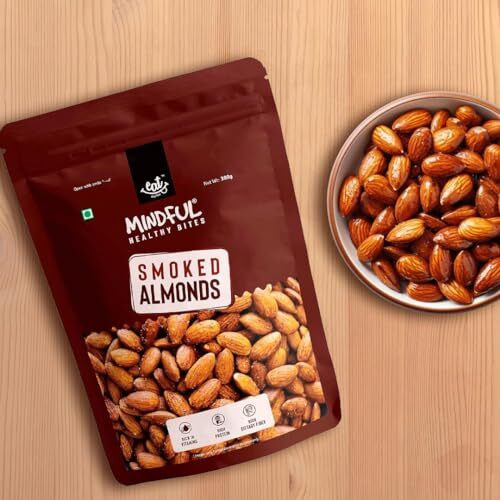 Eat Anytime Premium Smoked Almonds | High Protein & Rich In Vitamin | Healthy Snacks & Dry Fruit For Breakfast | Smoked Almonds - 300Gm