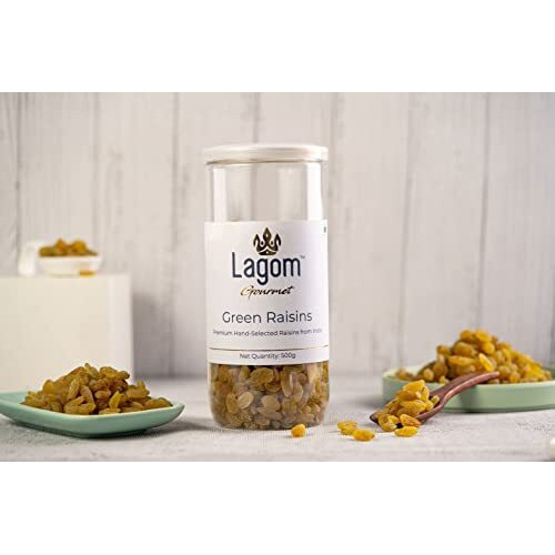 Lagom Gourmet Seedless Green Raisins 1 Kg | All Natural | No Preservatives | No Added Sugar | Gluten Free | Vegan | Plant Based | Non Gmo | Raisins Dry Fruit | Kismis | Kishmish