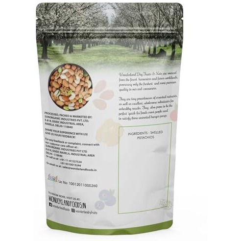 Wonderland Foods 250G American California Raw Shelled | Kernels Unsalted Pistachios (Pista) Pouch