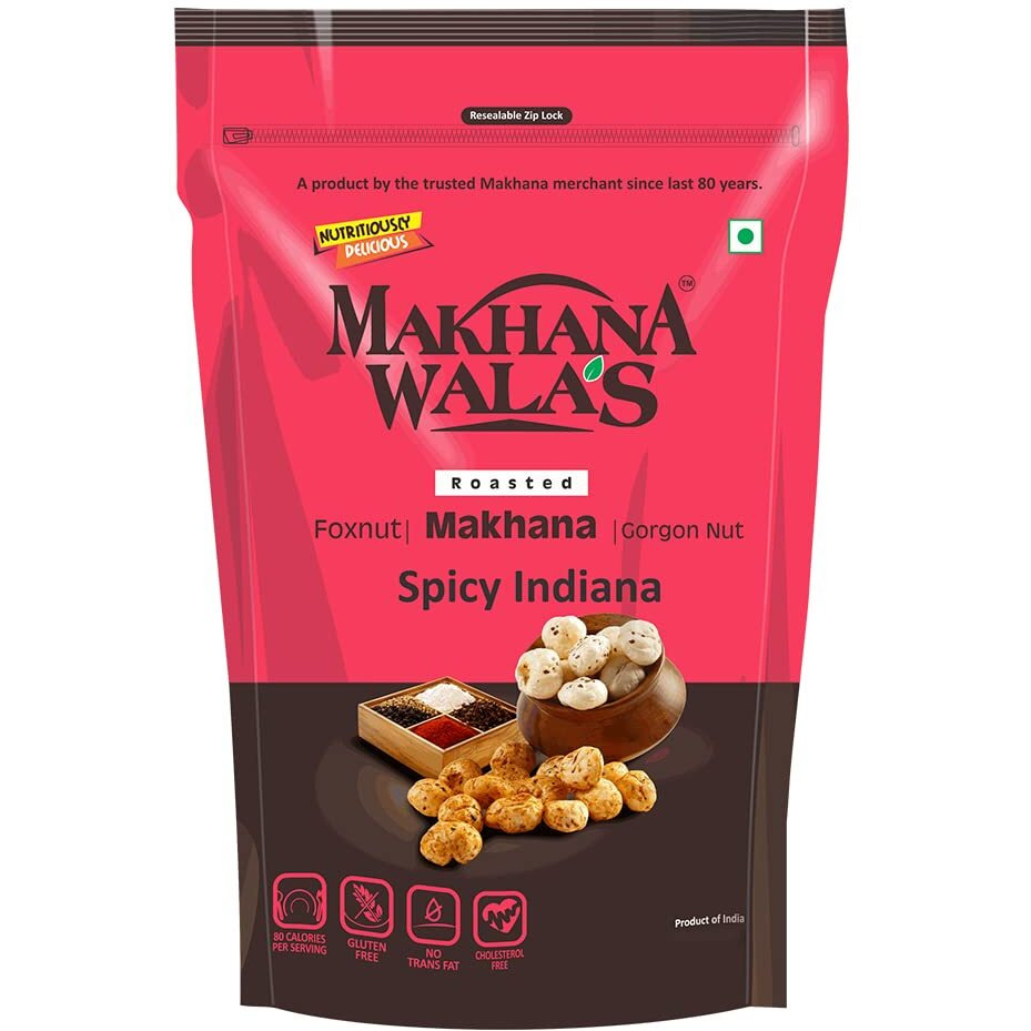 Makhana Wala's Tangy Tasty Roasted & Flavoured Makhana (Foxnuts)/ Gorgon Nut/ Lotus Seeds | Combo Of Pudina Punch + Peri-Peri + Spicy Indiana + Salt & Pepper | Pack Of 4, 70 G Each.