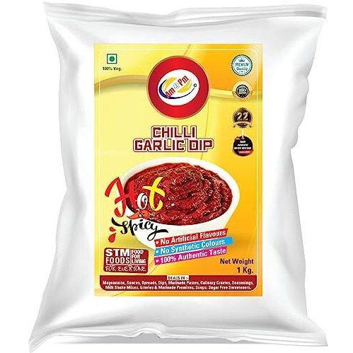 Am 2 Pm - Chilli Garlic Dip Spicy Sauce Or Dip | No Added Aritifical Colours & Flavours | Dip For Veg Or Non Veg Fast Food Snacks - 1Kg