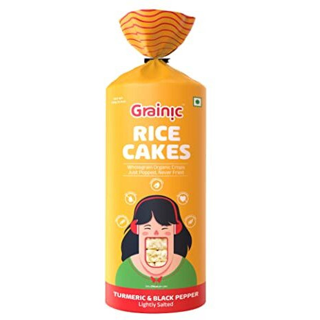 Grainic Organic Wholegrain Brown Rice Cakes, Turmeric & Black Pepper (Lightly Salted) And Multigrain (Unsalted) - Combo Pack Of 2 | Gluten Free And All Natural