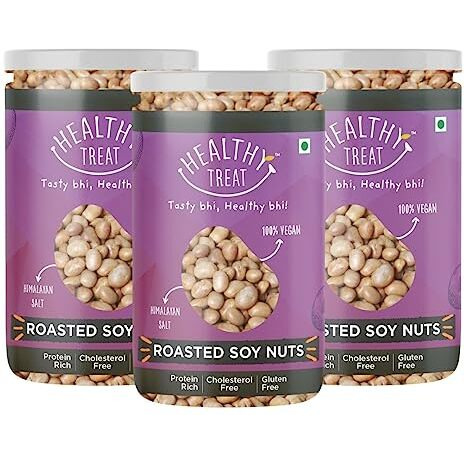 Healthy Treat Roasted Soyabean-Protein Rich 600Gm|Healthy Roasted Namkeen Snacks|Crunchy,Tasty & Delicious|Natural Soya Bean Snack|Oil-Free,Non-Fried Snack|Healthy Soya Snacks|(Pack Of 3-200Gm Each)
