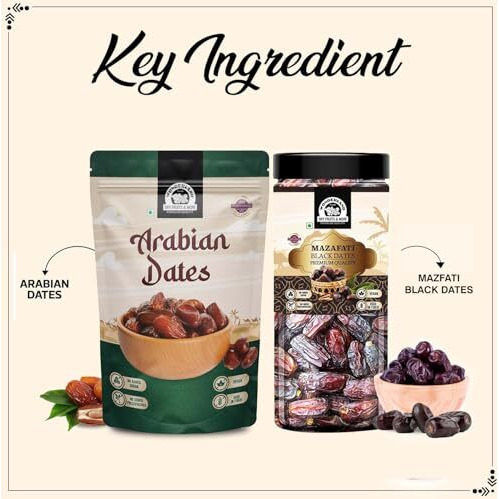 Wonderland Foods 900G Premium Dates Combo Of Arabian Dates 500G & Mazafati Dates 400G Combo | Healthy & Nutritious Soft Khajoor, Khajur Rich In Iron, Fibre & Vitamins