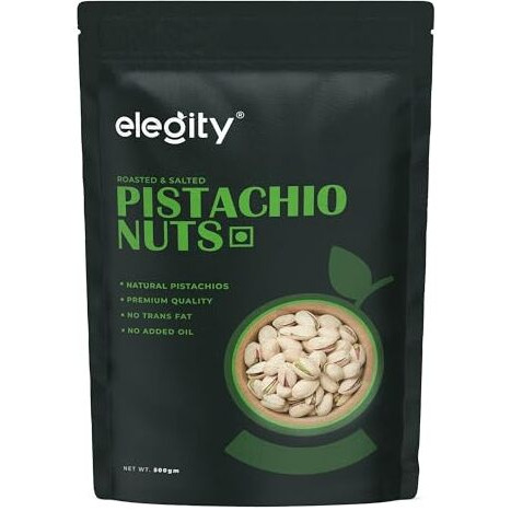 Elegity California Salted Whole Pistachios 500 Gm|Crunchy, Tasty & Healthy|Rich In Fiber & Protein|No Added Preservatives