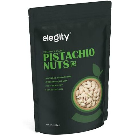Elegity California Salted Whole Pistachios 500 Gm|Crunchy, Tasty & Healthy|Rich In Fiber & Protein|No Added Preservatives