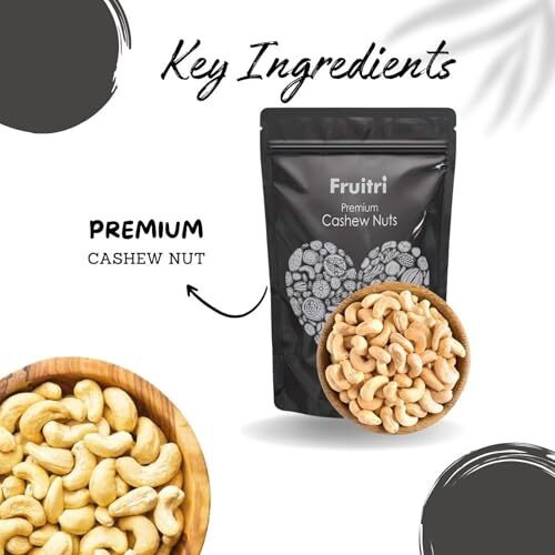 Fruitri Premium Whole Cashews 500G | Natural Whole Crunchy Cashew Nuts | Premium Kaju Nuts Dry Fruit | Nutritious & Delicious | Gluten Free & Plant Based Protein | W320