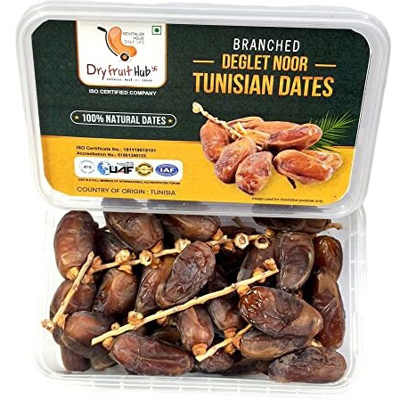 Dry Fruit Hub Tunisian Dates 500 Grams Fresh Tunisian Khajur/Khejur, Deglet Nour Branched Dates Khajoor Pack Of 1