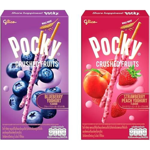 Pocky Stick Combo Pack Crushed Fruits Blueberry Yoghurt, And Strawberry Peach Yoghurt Flavour Snacks, 38 Grams Pack Of 2